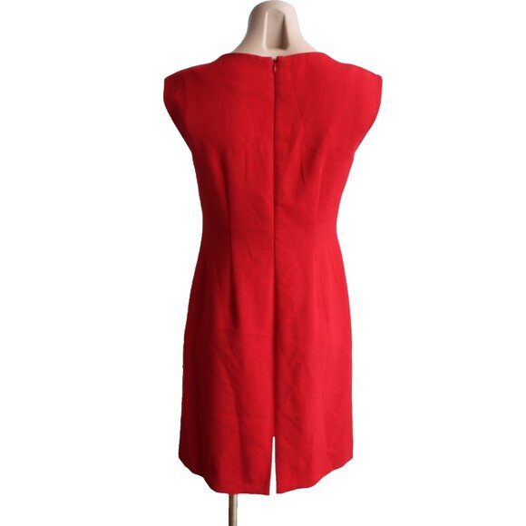 TAHARI Arthur S. Levine Dress Size 2 Red V neck Embellished Neckline - Picture 5 of 7